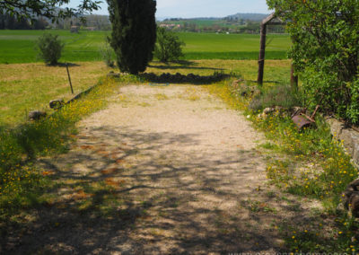 le terrain de pétanque, devant la campagne verdoyante et cyprès, maison gérée par l'agence Provence Home care